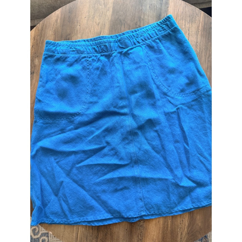 J. Jill Petite Small Cobalt Blue 100% Linen Elastic Back Pocket Mini Skirt